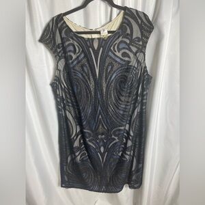 Julia Jordan Women’s Plus Size 24W Midi Sheath Dress Mesh Cap Sleeves Formal